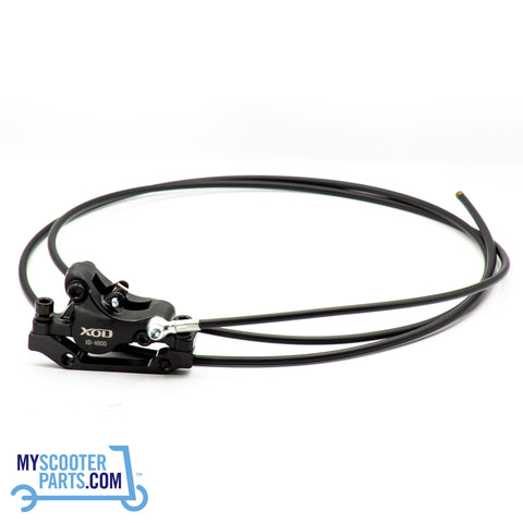 Genuine XOD Hydraulic Brake Caliper  right hand rear. With 2 meter  Hose for E-Bike and Electric Scooter – Durable Aluminum Construction, Designed for Optimal Braking Performance, Black Color.”