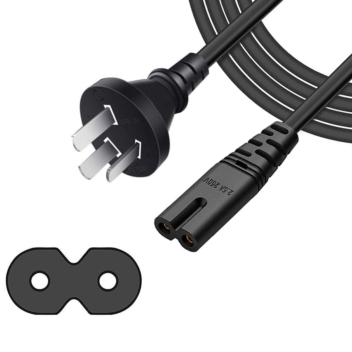 AC Power Cable - IEC C7 Figure 8 with Earth Pin